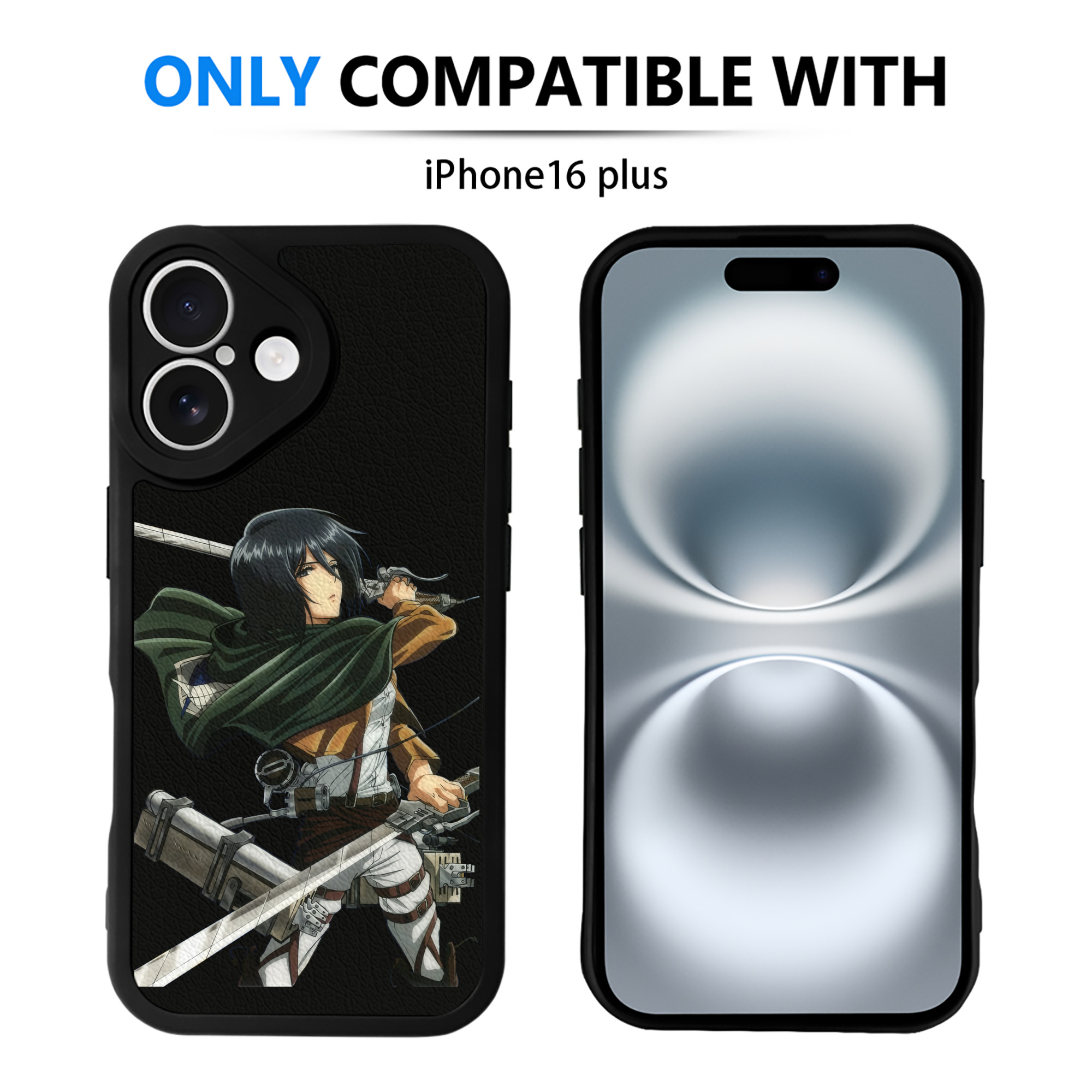 （画像用） 進撃の巨人 ミカサ·アッカーマン Attack on Titan Mikasa Ackerman 【iPhone 16シリーズ対応】シリコンスマホケース（レザー調） 材質：シリコン